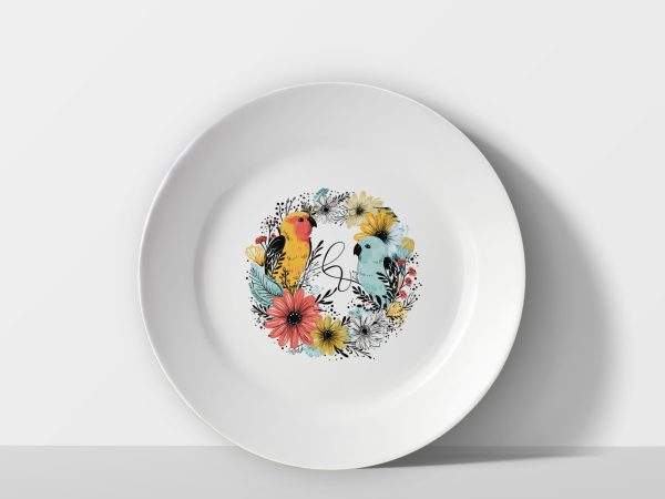 Tropical Harmony – Parrots in Bloom