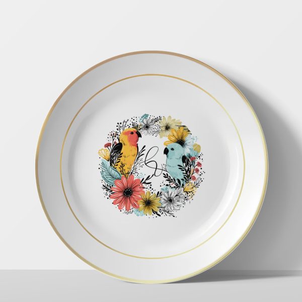 Tropical Harmony – Parrots in Bloom_golden Tropical Harmony – Parrots in Bloom