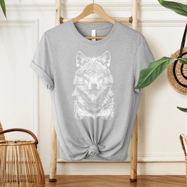 1768585916-465212.jpg Wolf Sketch T-Shirt for Girls and Women - Embrace Your Wild Side with Majestic Wolf Print | Ideal for Animal Lovers
