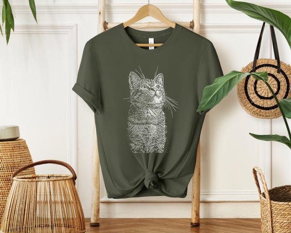 Feline Fashion: Cat Sketch Women's T-Shirt for Stylish Animal Lovers