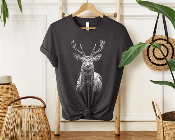 1768585952-318038-7.jpg Majestic Stag Sketch T-Shirt - Wildlife Fashion for Girls and Women Who Love Animals!