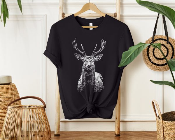 1768585952-318038-8.jpg Majestic Stag Sketch T-Shirt - Wildlife Fashion for Girls and Women Who Love Animals!