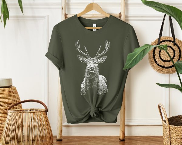 1768585952-318038-9.jpg Majestic Stag Sketch T-Shirt - Wildlife Fashion for Girls and Women Who Love Animals!