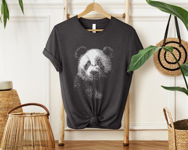 Charming Panda Sketch T-Shirt for Girls and Women - Cute Wildlife Fashion Statement