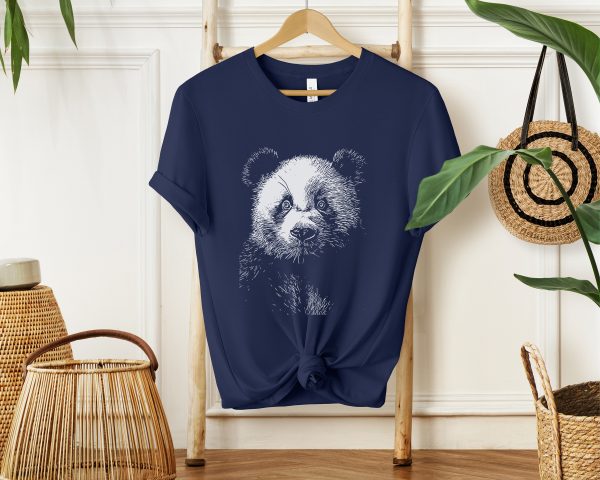Charming Panda Sketch T-Shirt for Girls and Women - Cute Wildlife Fashion Statement
