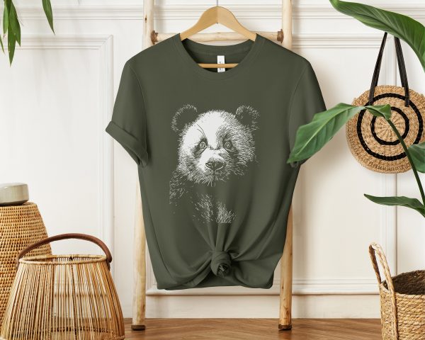Charming Panda Sketch T-Shirt for Girls and Women - Cute Wildlife Fashion Statement