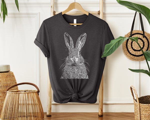 1768585987-933581-1.jpg Adorable Rabbit Sketch Women's T-Shirt - Cute Animal Lover Tee with Whimsical Design