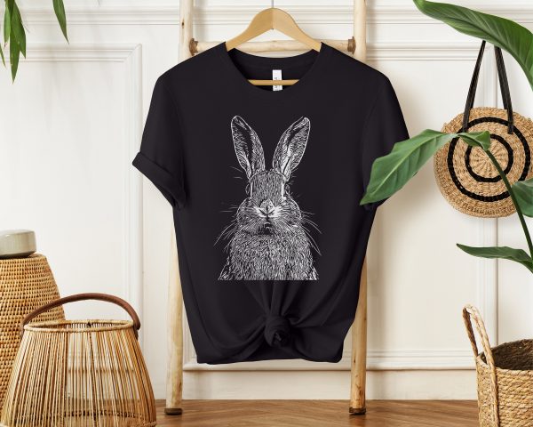 1768585987-933581-2.jpg Adorable Rabbit Sketch Women's T-Shirt - Cute Animal Lover Tee with Whimsical Design