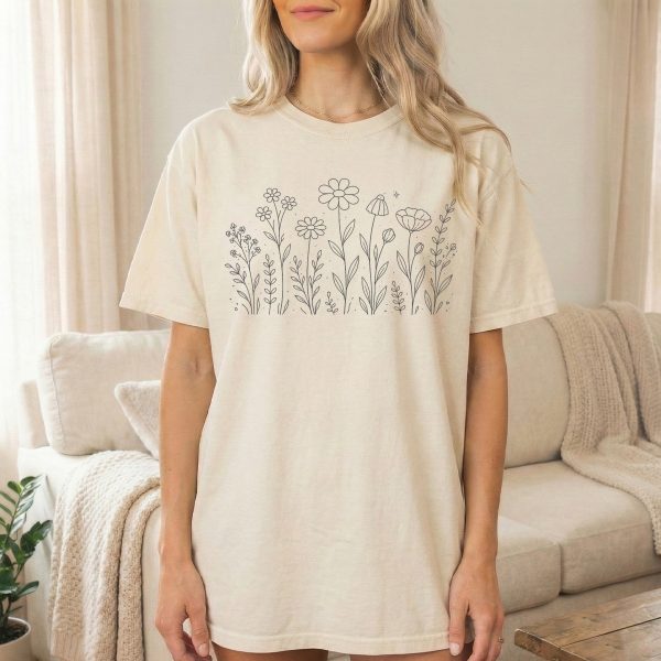 Wildflowers Minimalist T-Shirt - Embrace Nature with Style
