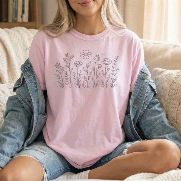 Wildflowers Minimalist T-Shirt - Embrace Nature with Style
