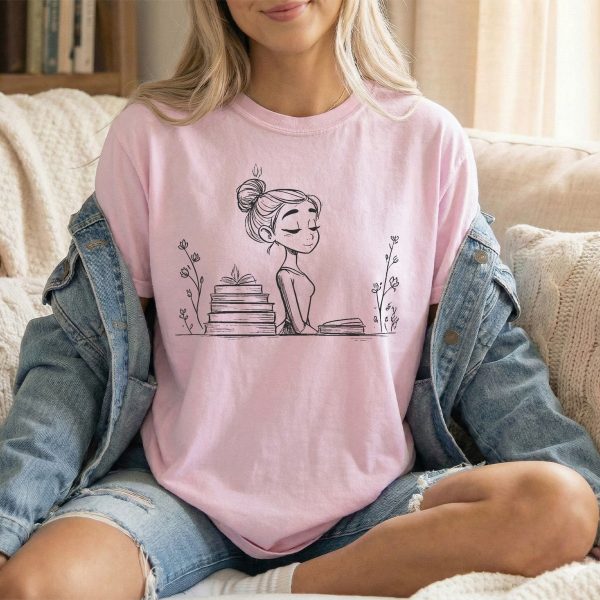 Girl Book Lover Graphic Tee - Cute T-shirt for Readers