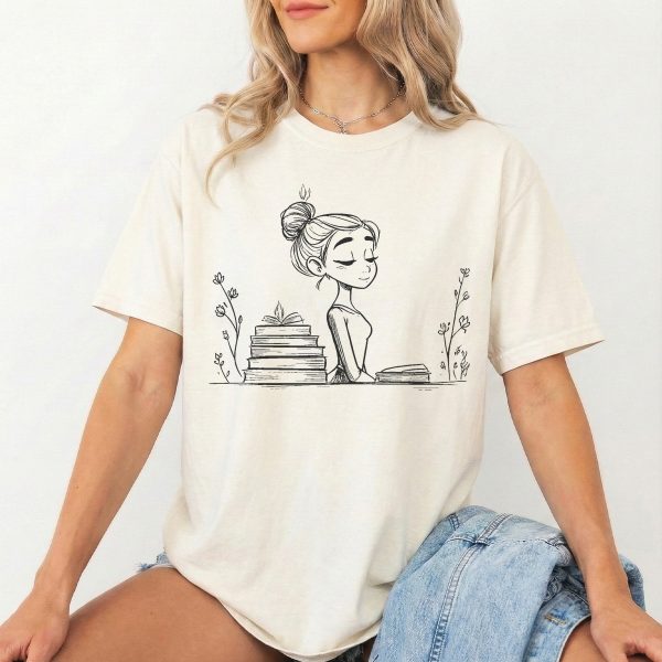 Girl Book Lover Graphic Tee - Cute T-shirt for Readers