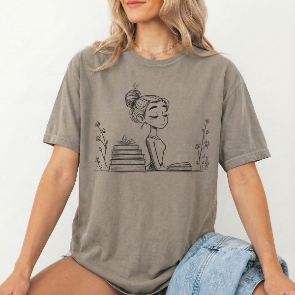 Girl Book Lover Graphic Tee - Cute T-shirt for Readers