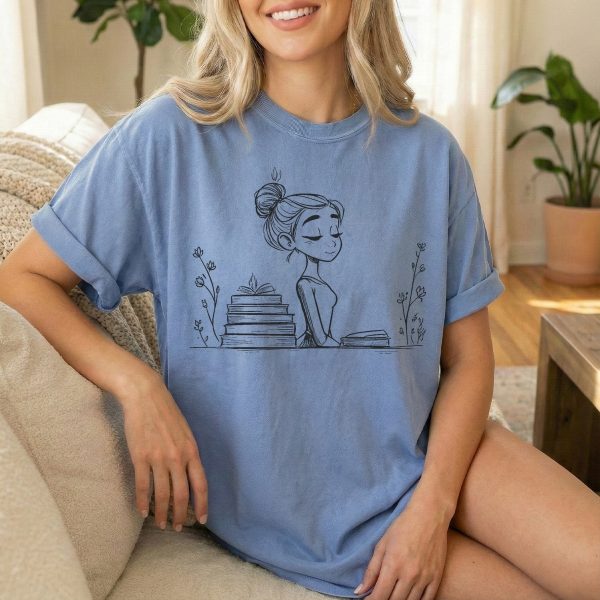 Girl Book Lover Graphic Tee - Cute T-shirt for Readers