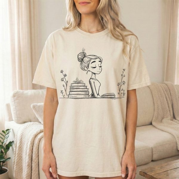 Girl Book Lover Graphic Tee - Cute T-shirt for Readers